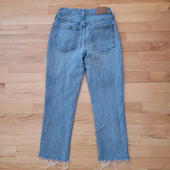 MADEWELL THE PERFECT VINTAGE JEANS HIGH RISE COMFORT STRETCH RAW HEM 25 PETITE - Picture 3 of 13